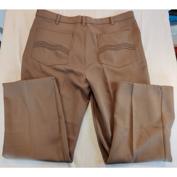 Vintage John Blair Pants Men's 40M Brown Slacks Polyester Western Stitch Pocket - Picture 7 of 12